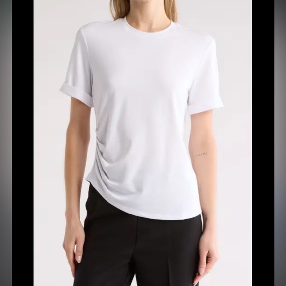 Nordstrom Tops - Nordstrom White Top Asymmetrical | Fitted cuffed sleeves ZS